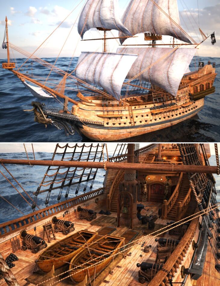 XI Galleon Pirate Ship_DAZ3DDL