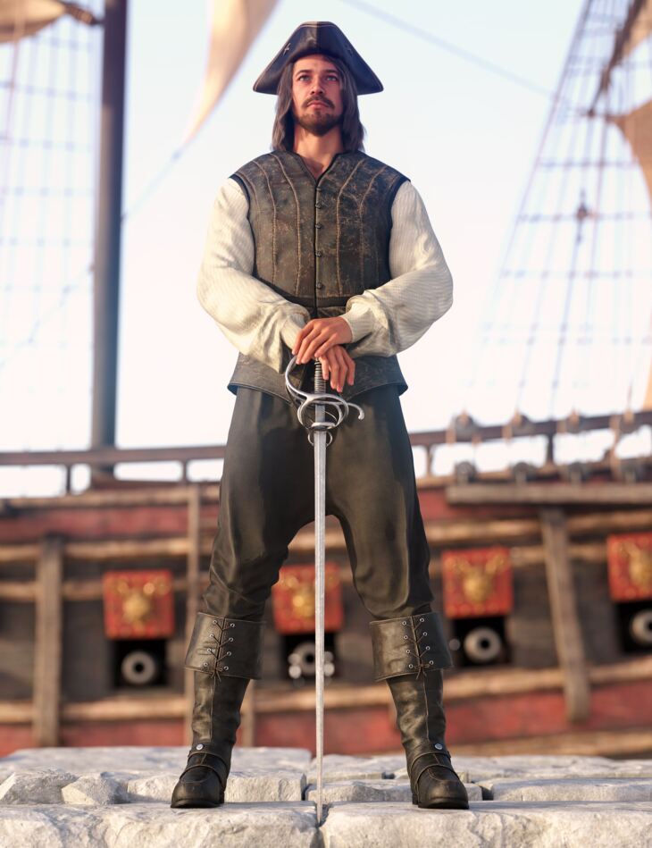 dForce Brave Corsair Outfit for Genesis 9 Texture Add-On_DAZ3D下载站