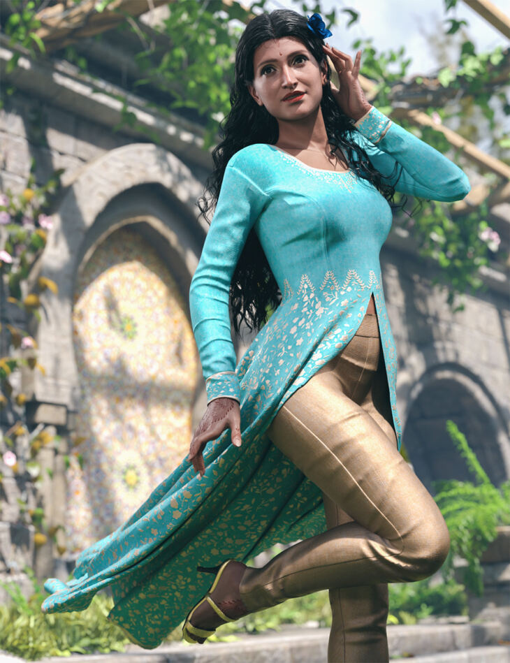 dForce Indian Style Outfit for Genesis 9_DAZ3D下载站