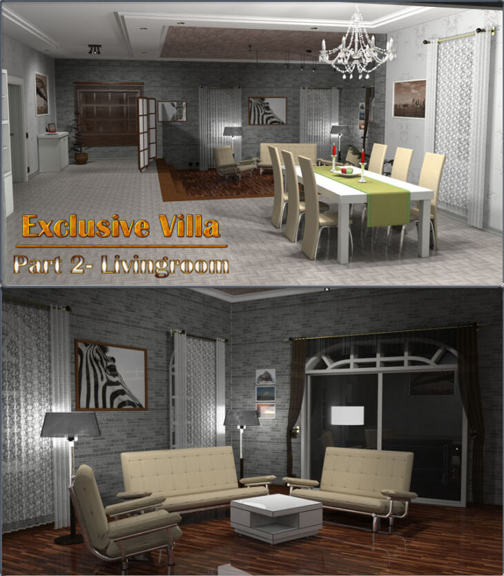 Exclusive Villa 2: Livingroom_DAZ3D下载站