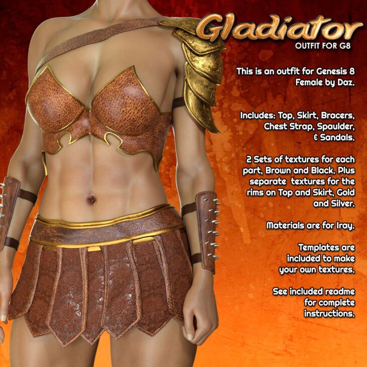 Exnem Gladiator Outfit for Genesis 8 Female_DAZ3D下载站