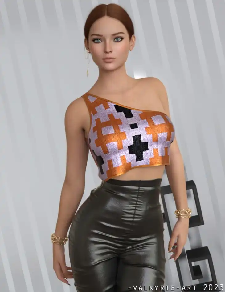 InStyle – dForce One Shoulder Midriff Tank G8G8.1F_DAZ3D下载站
