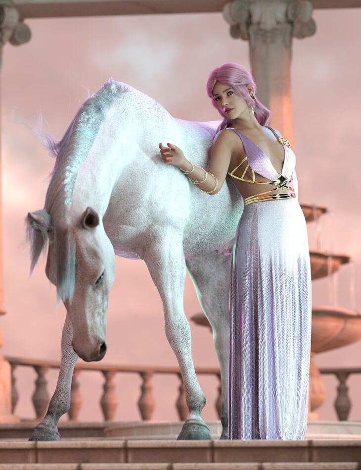 Lady of the Horse Poses for Daz Horse 3 and Genesis 9 Feminine_DAZ3D下载站