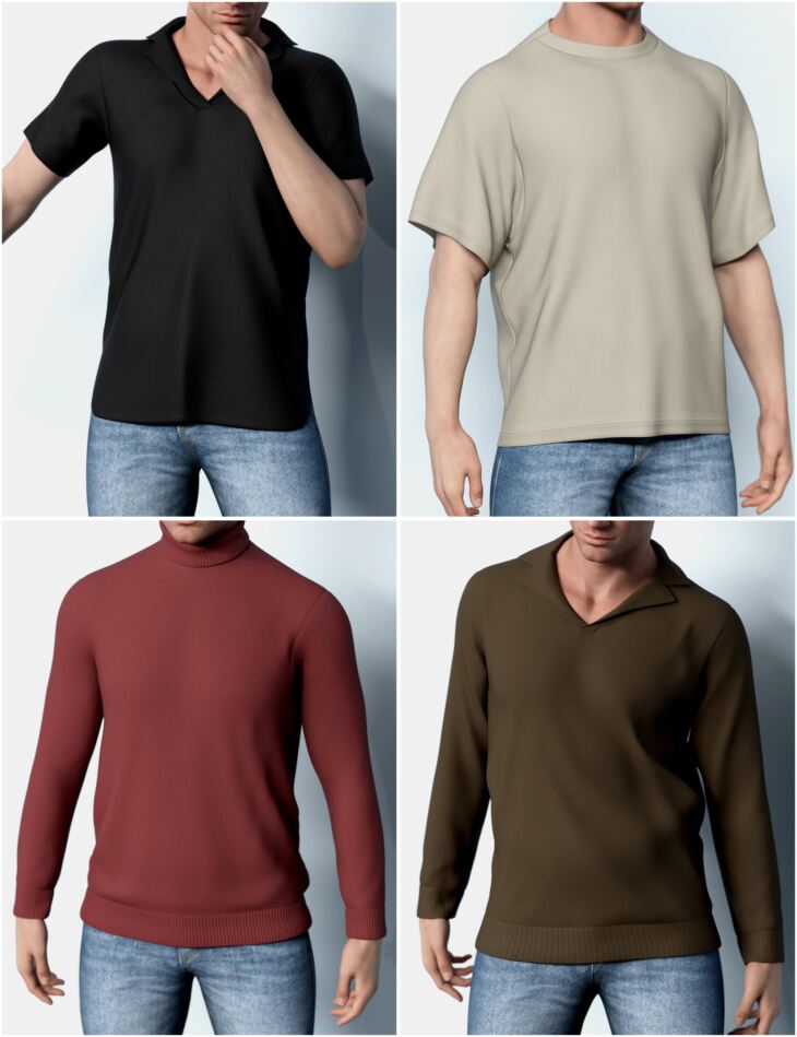 Masculine Modern Shirt Collection for Genesis 9_DAZ3D下载站