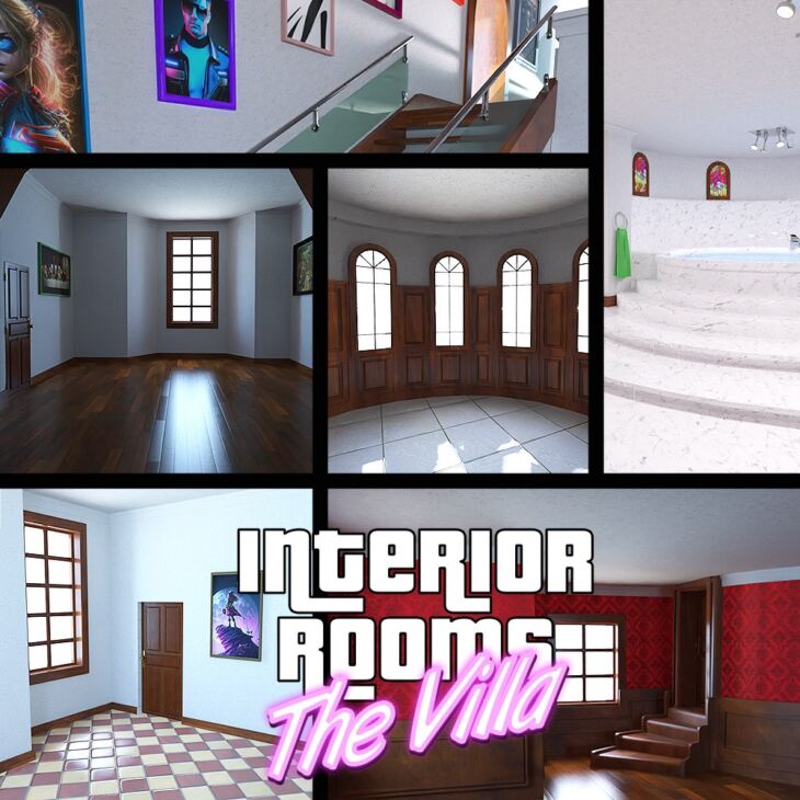 The Villa – INTERIOR ROOMS for Daz Studio_DAZ3D下载站