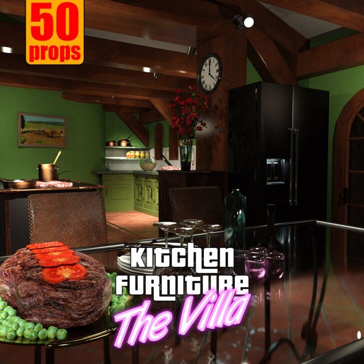 The Villa – KITCHEN FURNITURE for Daz Studio_DAZ3DDL