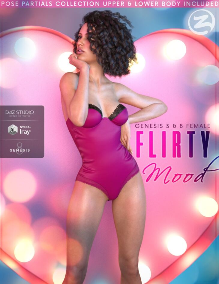 Z Flirty Mood – Poses and Partials for Genesis 3 and 8 Female_DAZ3DDL