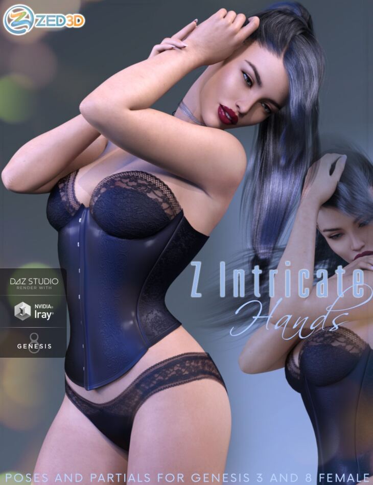 Z Intricate Hands Poses and Partials for Genesis 3 and 8 Female_DAZ3D下载站
