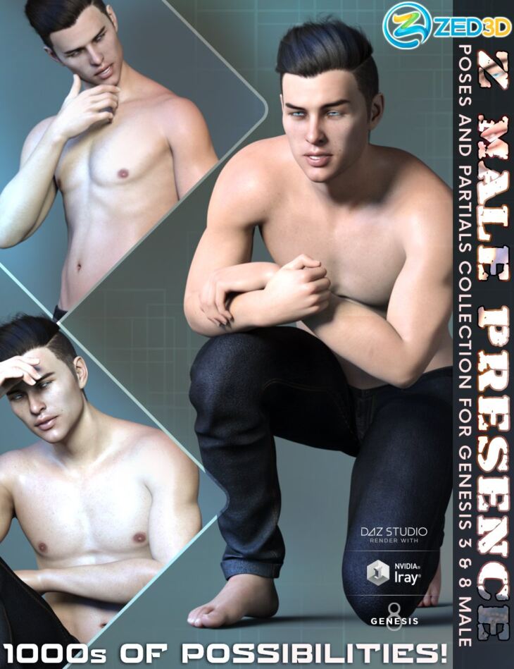 Z Male Presence Poses and Partials for Genesis 3 and 8 Male_DAZ3DDL
