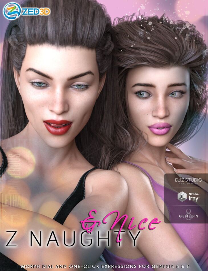 Z Naughty and Nice – Dialable and One-Click Expressions for Genesis 3 and 8 Female_DAZ3D下载站
