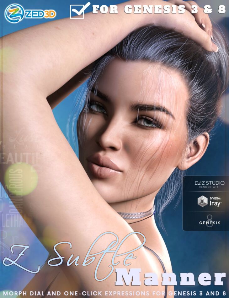 Z Subtle Manner Dialable and One-Click Expressions for Genesis 3 and 8_DAZ3D下载站