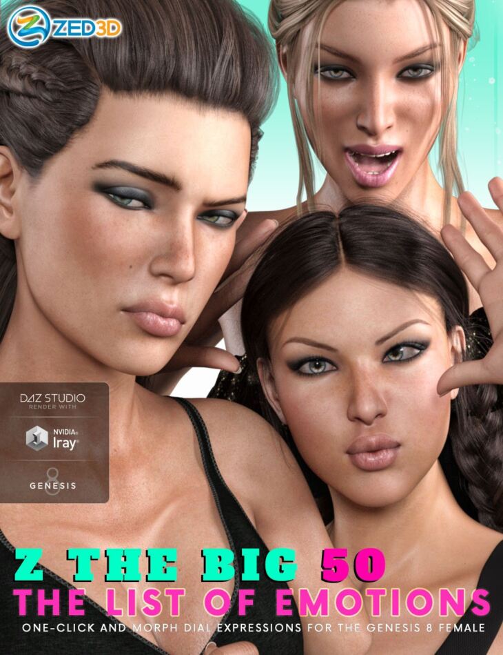 Z The Big 50: The List of Emotions for Genesis 8 Female_DAZ3D下载站