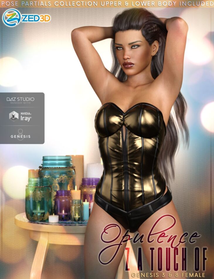 Z Touch Of Opulence – Poses and Partials for Genesis 3 and 8 Female_DAZ3D下载站