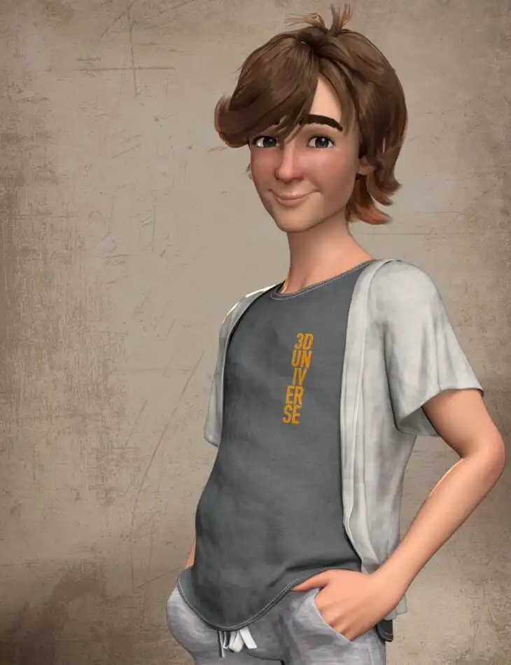 Cartoon Adult Male Character, Hair, and Outfit for Genesis 9_DAZ3DDL