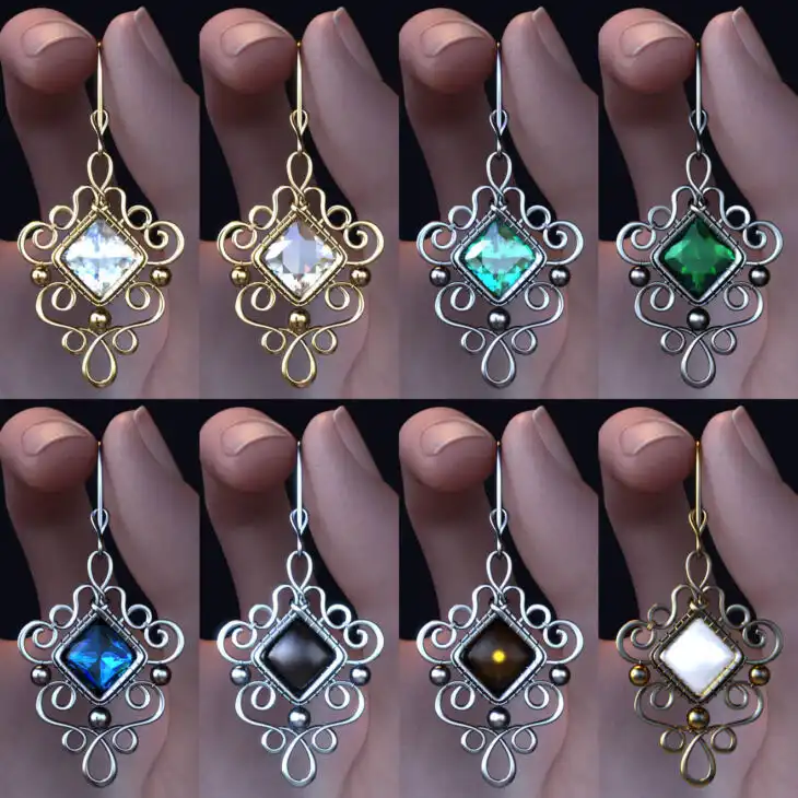Curl Earrings for Genesis 8 and 8.1 Female_DAZ3D下载站
