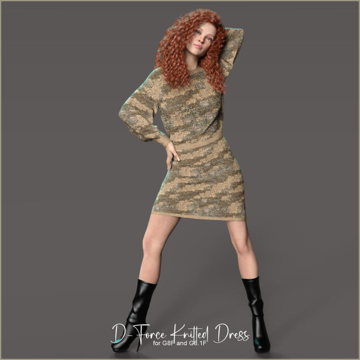 D-Force Knitted Dress for G8F & G8.1F_DAZ3D下载站