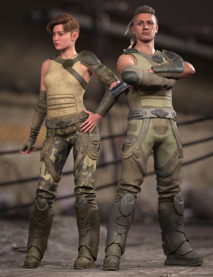 Desert Guard Sci-Fi Outfit for Genesis 9_DAZ3D下载站