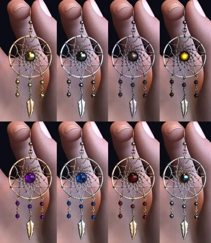 Dreamcatcher Earrings for Genesis 8 and 8.1 Female_DAZ3DDL