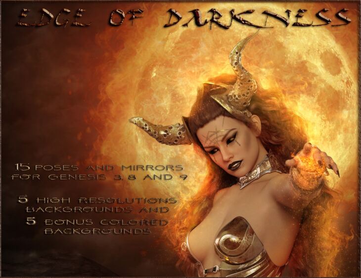 Edge of Darkness – Backgrounds and Poses for G3F-G8F-G9F_DAZ3DDL