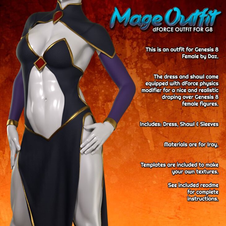 Exnem dForce Mage Outfit for Genesis 8 Female_DAZ3D下载站