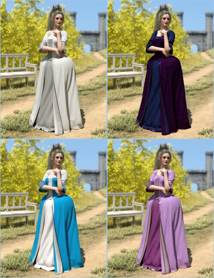 Fairytale Texture Styles for dForce Gown of Fantasy 4_DAZ3D下载站