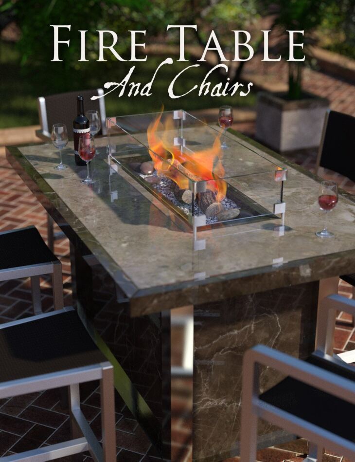 Fire Table and Chairs_DAZ3D下载站