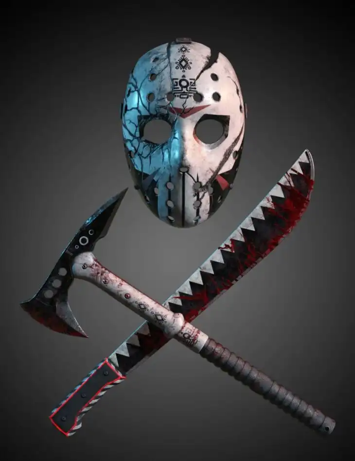 Halloween Hockey Masks for Genesis 9_DAZ3D下载站