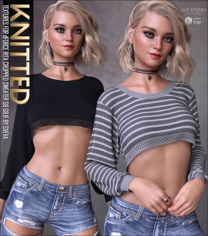 Knitted Textures for dForce Rita Cropped Sweater_DAZ3D下载站