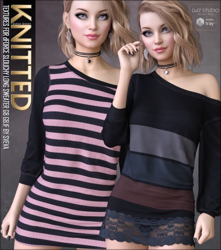 Knitted Textures for dForce Slouchy Long Sweater_DAZ3DDL