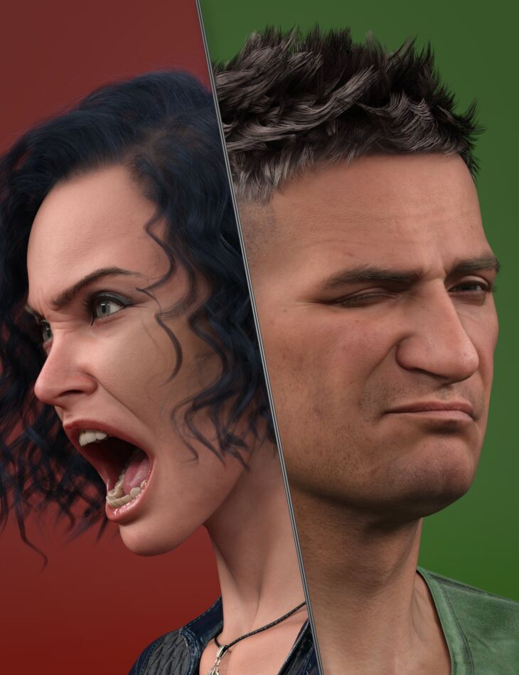 NG Faces of Anger and Disgust for Genesis 9_DAZ3D下载站