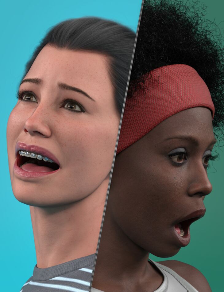 NG Faces of Fear and Surprise for Genesis 9_DAZ3D下载站