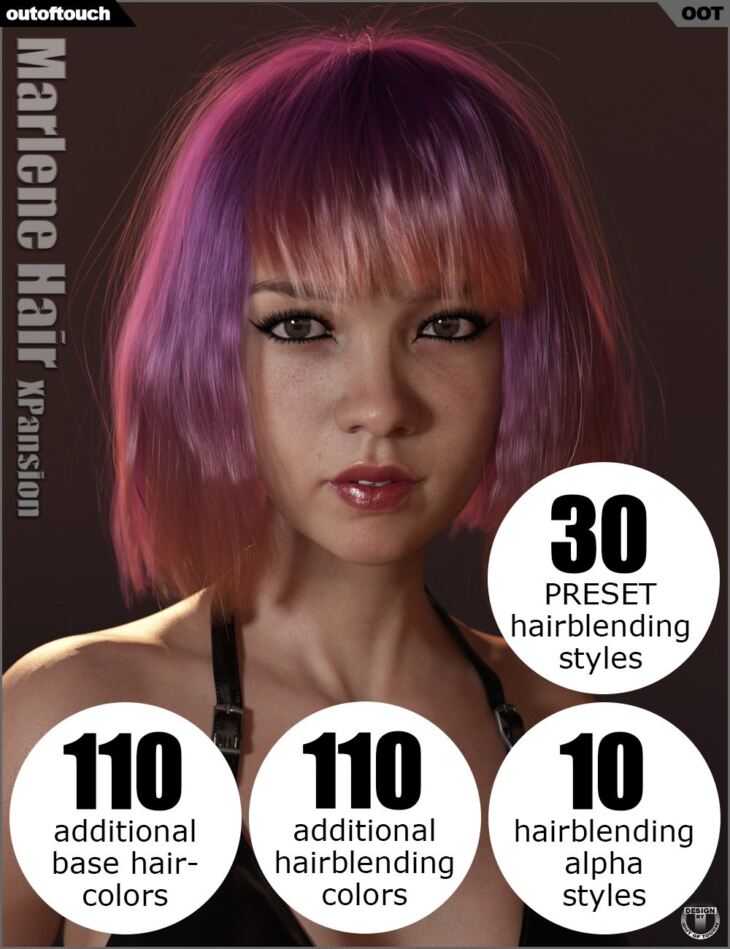 OOT Hairblending 2.0 Texture XPansion for Marlene Bob Hair_DAZ3D下载站