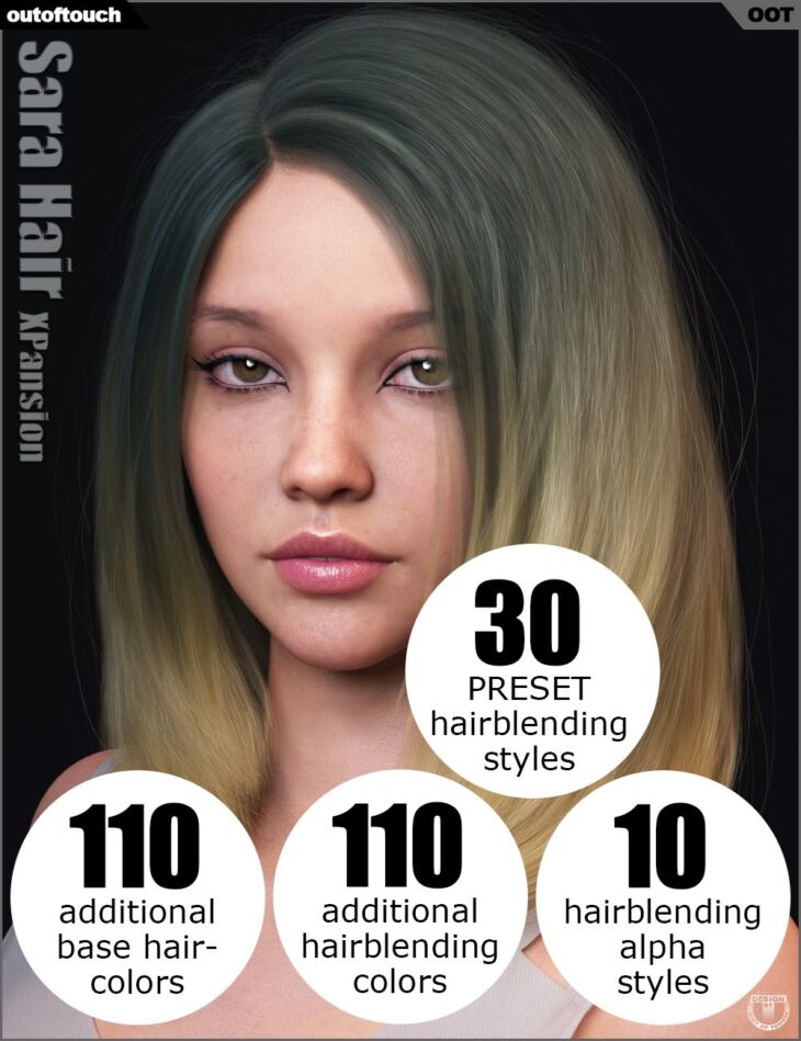 OOT Hairblending 2.0 Texture XPansion for Sara Hair_DAZ3D下载站
