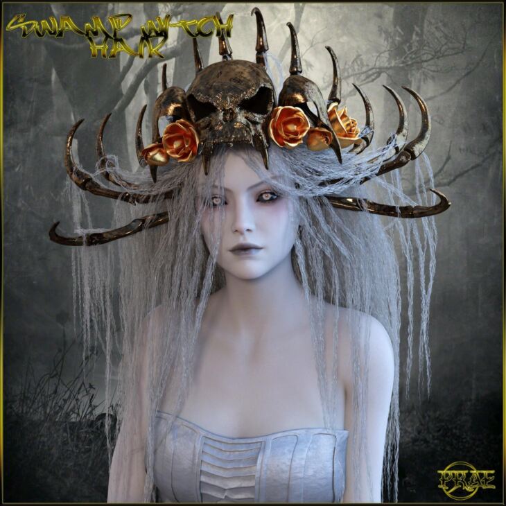 Prae-Swamp Witch Hair For G8F Daz_DAZ3D下载站