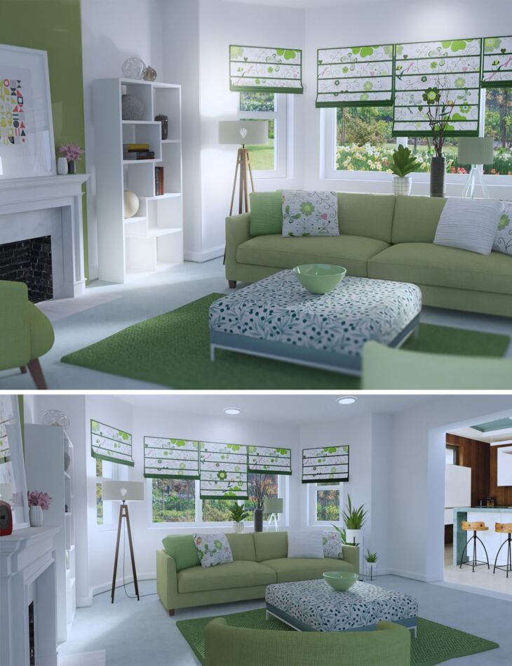 Spring Living Room_DAZ3D下载站