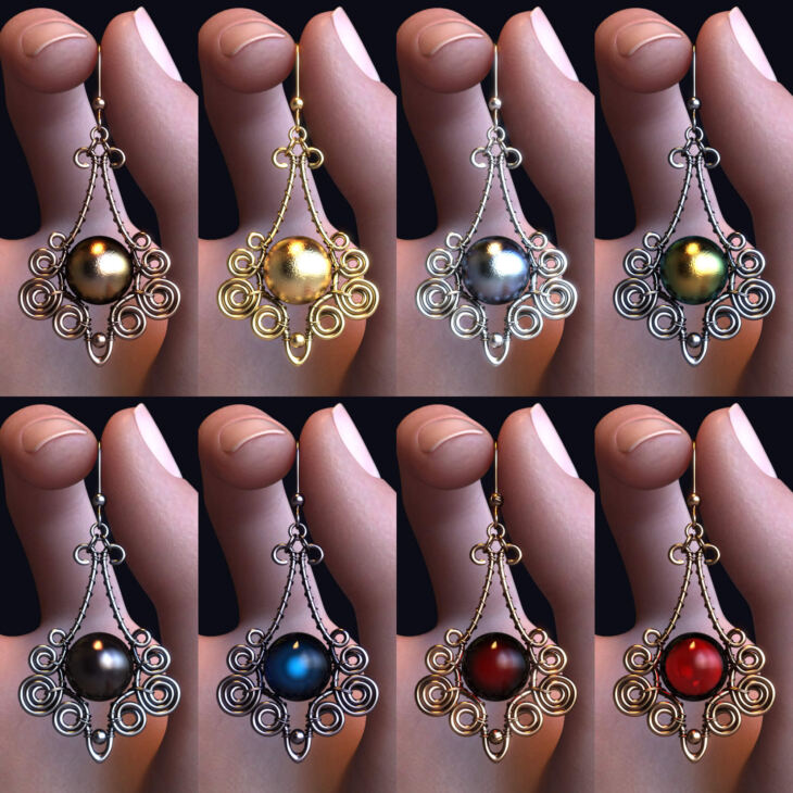 Vifer Earrings for Genesis 8 and 8.1 Female_DAZ3D下载站