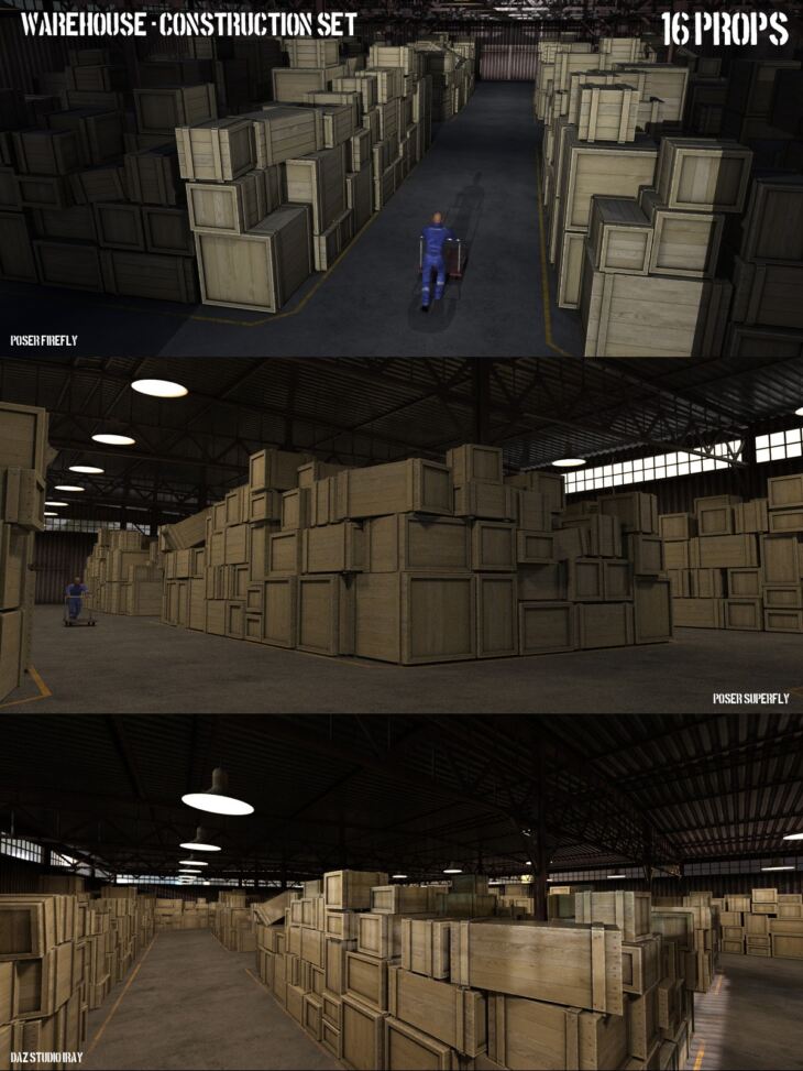 Warehouse Construction Set_DAZ3D下载站