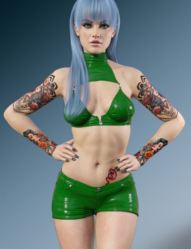 X-Fashion Latex Outfit for Genesis 9_DAZ3D下载站