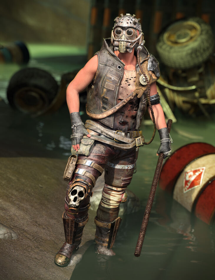 XI Wasteland Militant Outfit for Genesis 9_DAZ3DDL