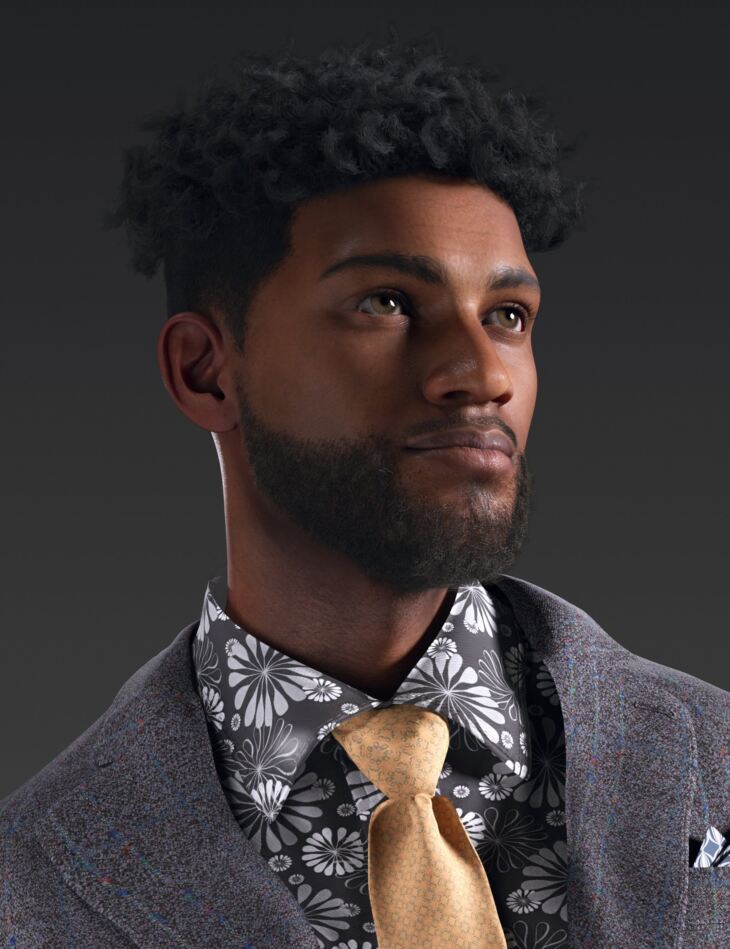 dForce AK Short Curly Hair for Genesis 9 and 8 Male_DAZ3D下载站