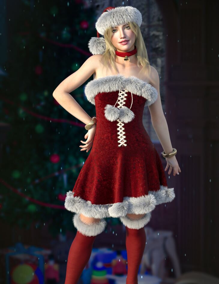 dForce Bethany Christmas Outfit for Genesis 8, 8.1, and 9_DAZ3DDL