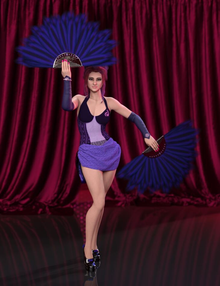 dForce Burlesque Dance Outfit and Props for Genesis 9_DAZ3D下载站