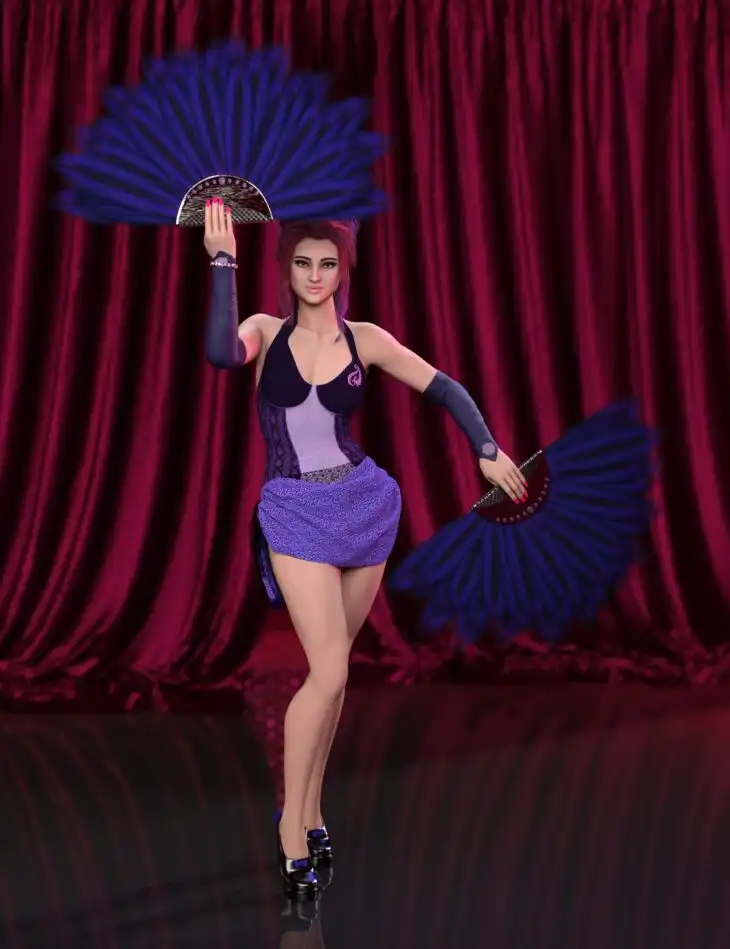 dForce Burlesque Dance Outfit and Props for Genesis 9_DAZ3DDL