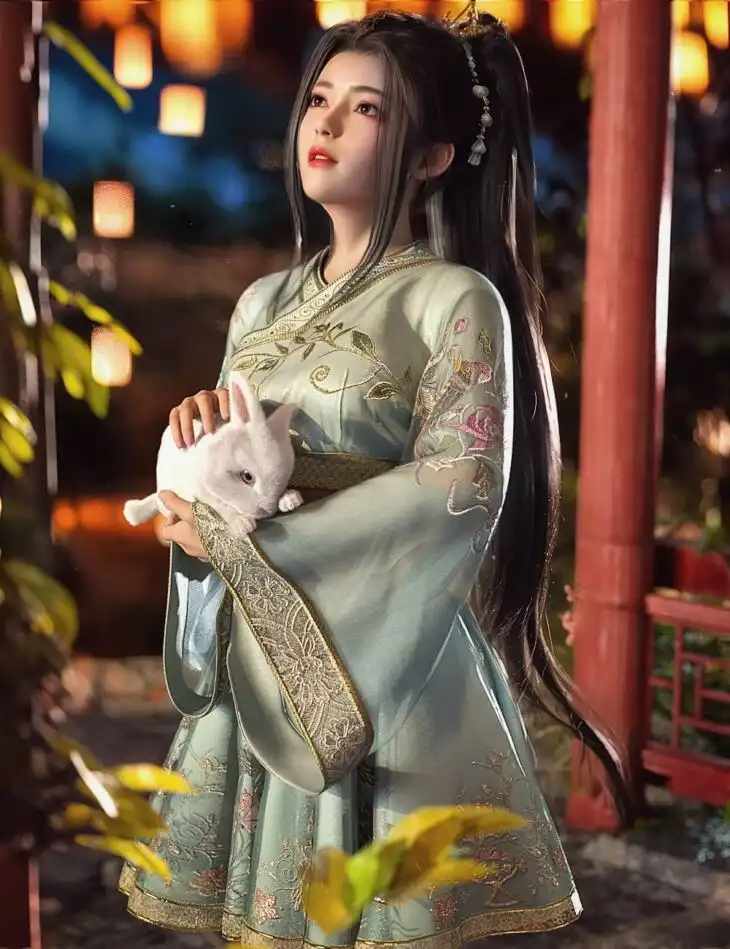 dForce CL Hanfu Suit for Genesis 9_DAZ3D下载站