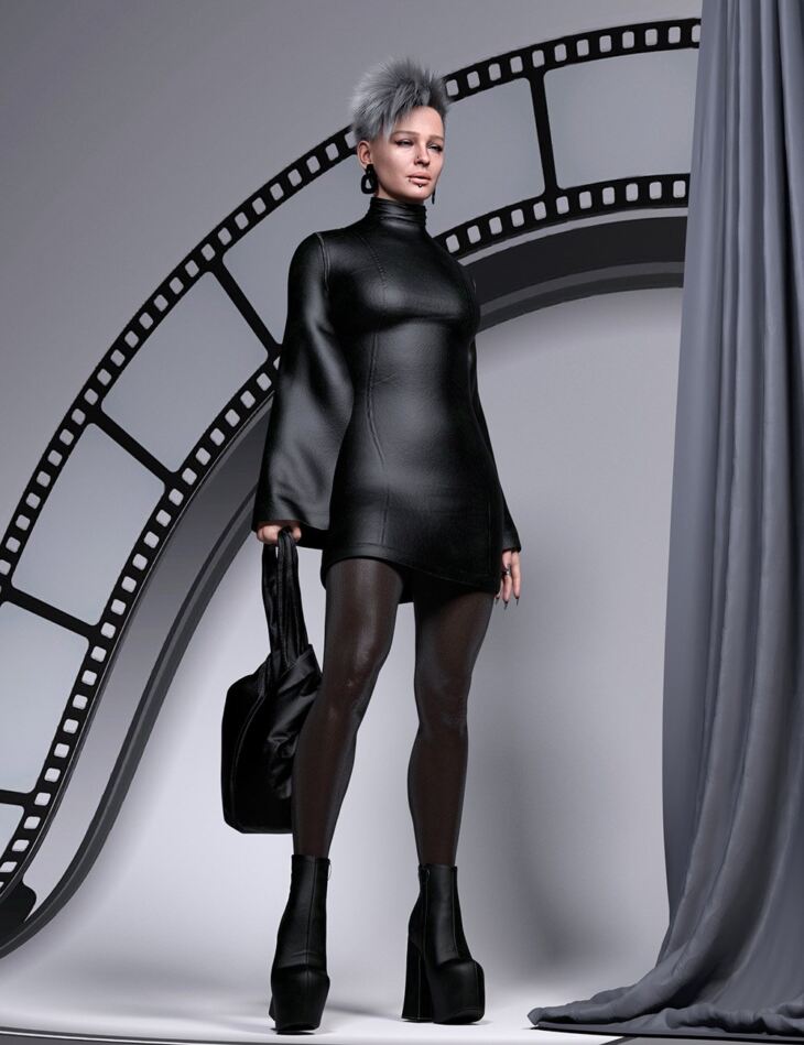 dForce Dress With Boots for Genesis 9_DAZ3D下载站