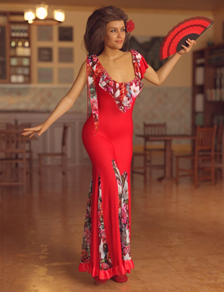 dForce Flamenco Outfit for Genesis 8 Female(s)_DAZ3D下载站