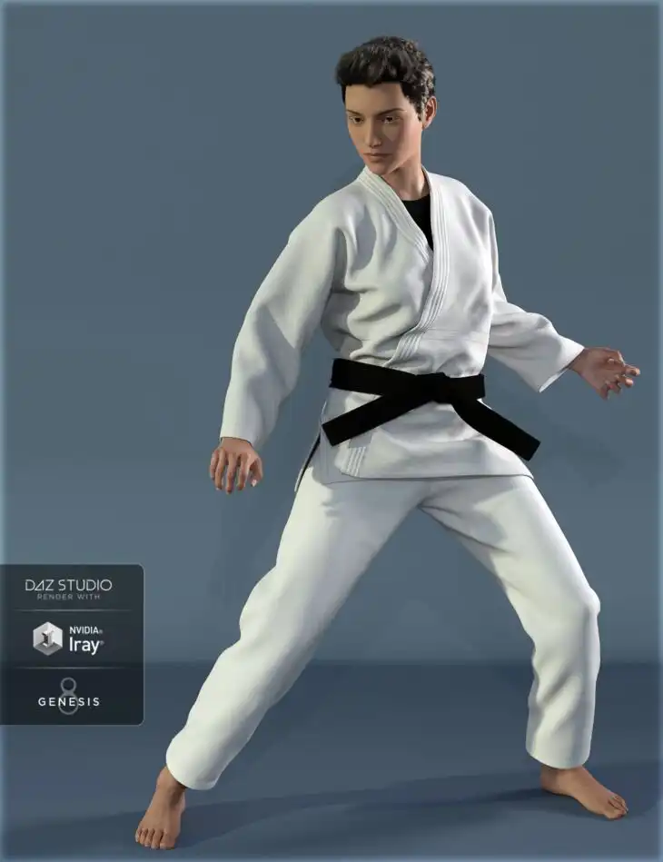dForce HnC Judo Suit for Genesis 8 Females_DAZ3D下载站