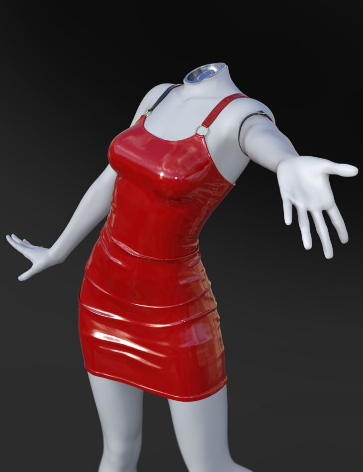 dForce SU Patent Leather Slip Dress for Genesis 9, 8.1, and 8 Female_DAZ3D下载站