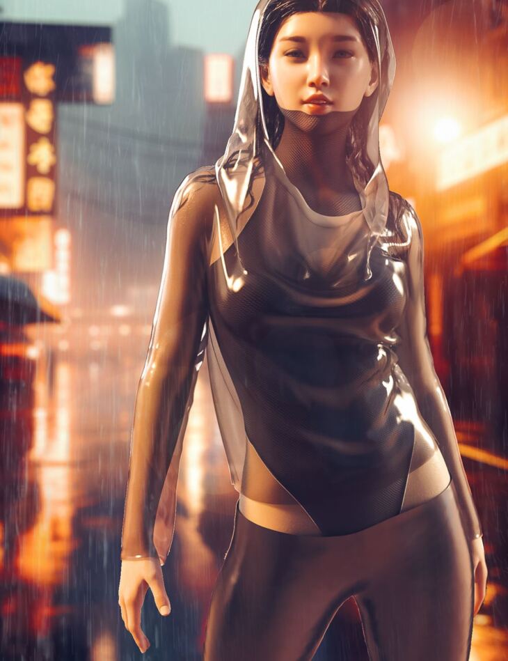 dForce Spandex Vinyl Rainwear Outfit Genesis 9 Feminine and 8 Females_DAZ3DDL