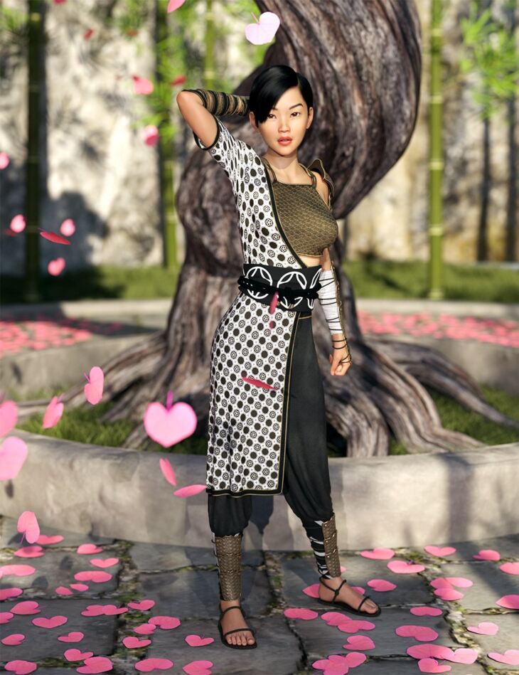 dForce Wandering Samurai Outfit for Genesis 8 and Genesis 8.1 Females_DAZ3D下载站